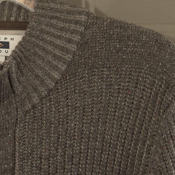 Joseph Abboud Brown Wool Sweater Cardigan Mock Neck Elbow Patch Long Sleeve Coat - Picture 6 of 12